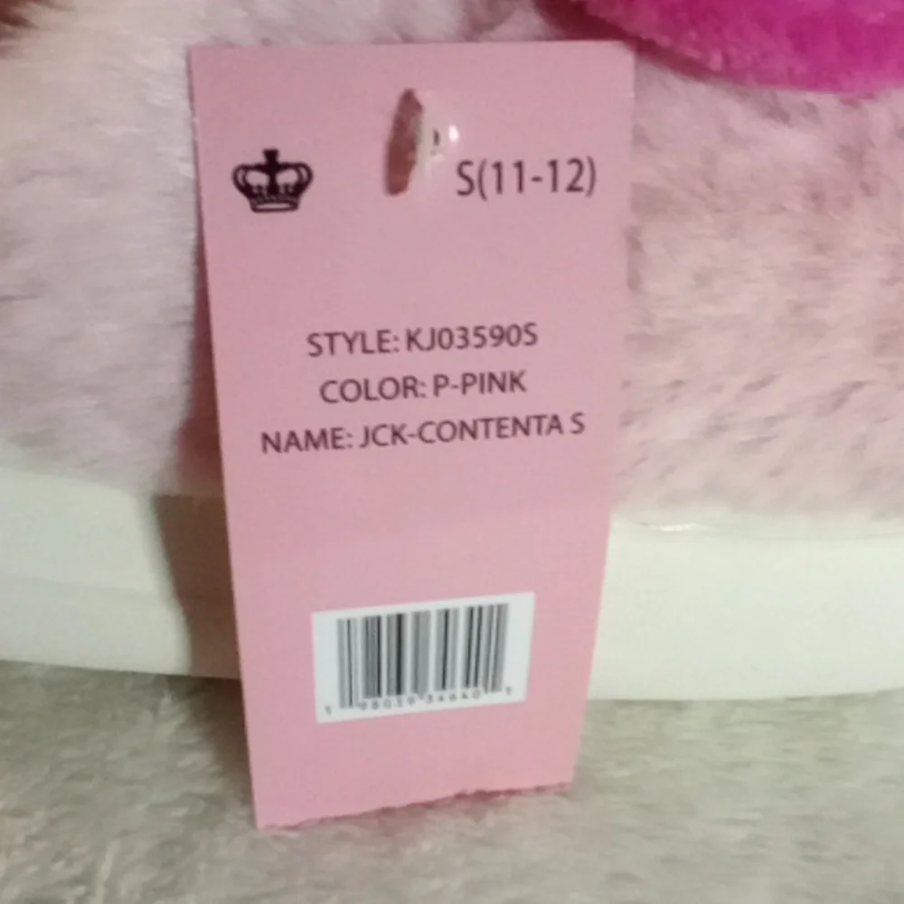 Juicy Couture Fuzzy Pink Heart Slippers SIZE 11-12 NWT